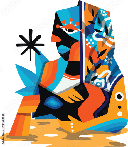 Cubism Illustration Man And Water