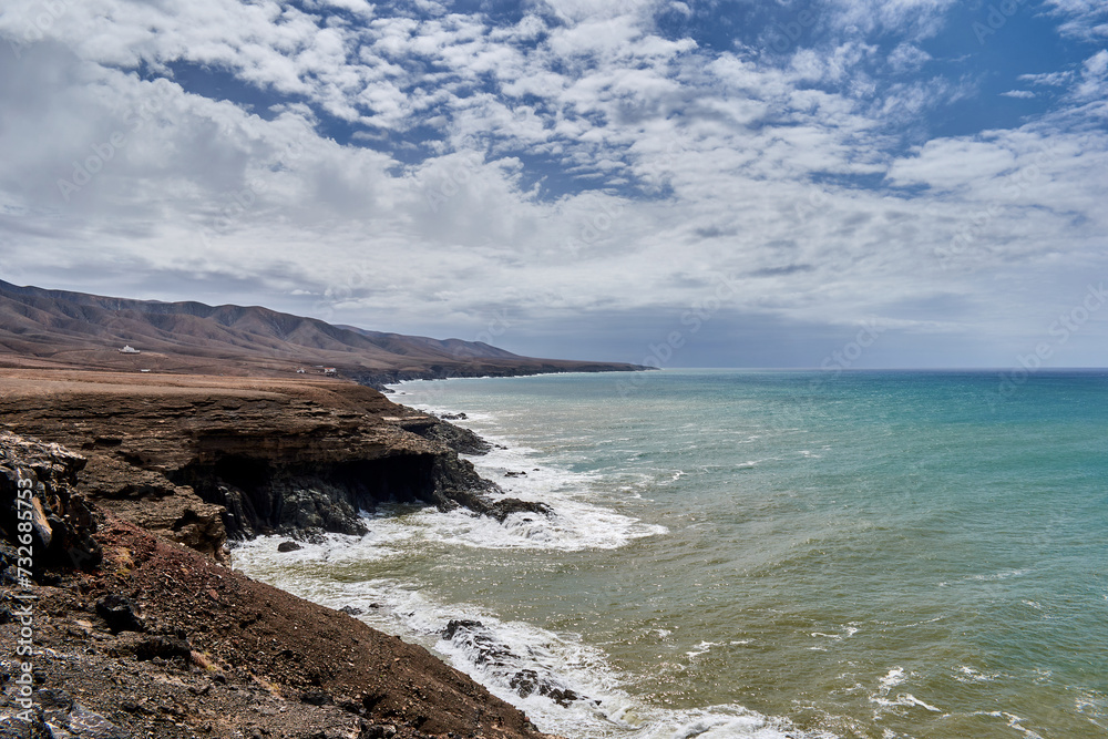 Landscape on the coast of the Atlantic Ocean in Fuerteventura, Spain Landscape on the coast of the Atlantic Ocean in Fuerteventura, Spain