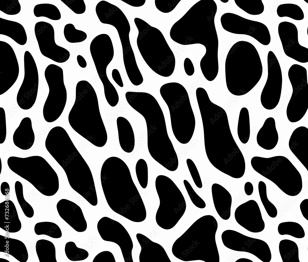 Animal seamless pattern. Cow hide. Animal skin texture with black spots on a white background. Mammals Fur. Leather print. Animal seamless pattern. Cow hide. Animal skin texture with black spots on a white background. Mammals Fur. Leather print.