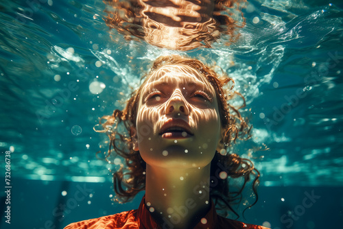 Woman in White Dress Underwater