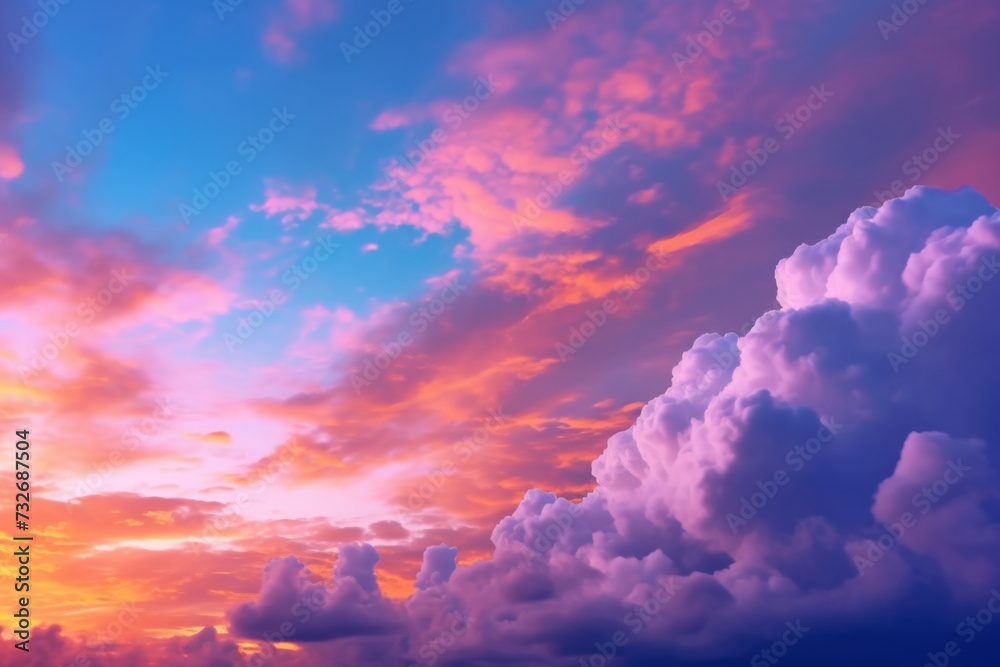 Vibrant sunset with streaks of pink and orange clouds against a purple sky