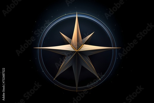 A bold and impactful star symbol logo illustration, exuding excellence and achievement, standing out against a dark and cosmic solid background photo