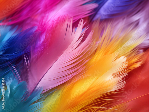 pile of feather, rainbow feathers, feathers for costume design, feathers for crafts, zoomed in