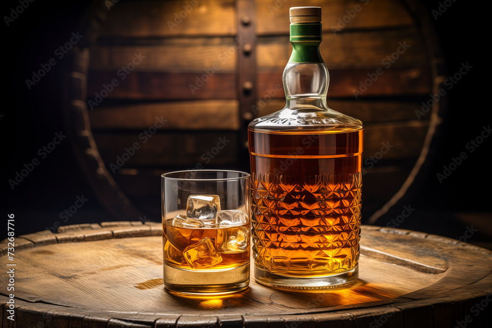 Bottle of Whiskey and Two Glasses Bottle of Whiskey and Two Glasses