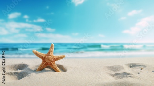 starfish on the beach with copy space