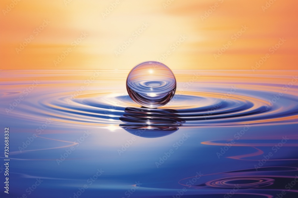 Clear Water drop with circular waves Clear Water drop with circular waves