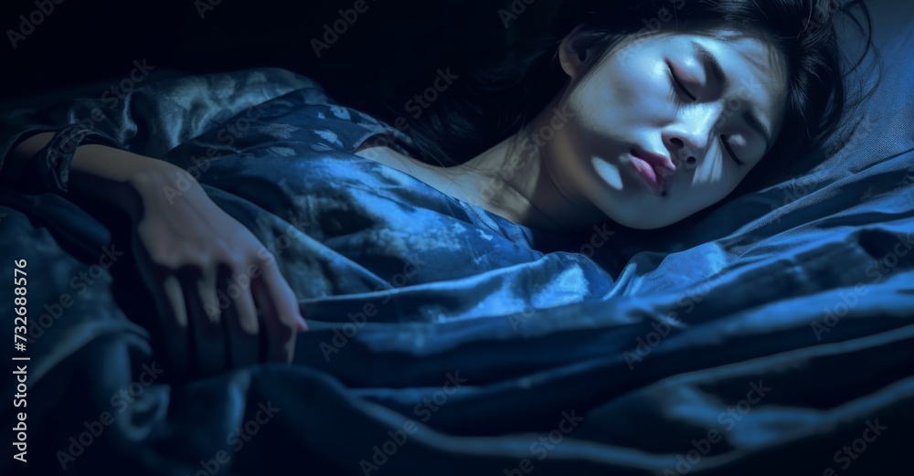 woman sleeping in bed at night