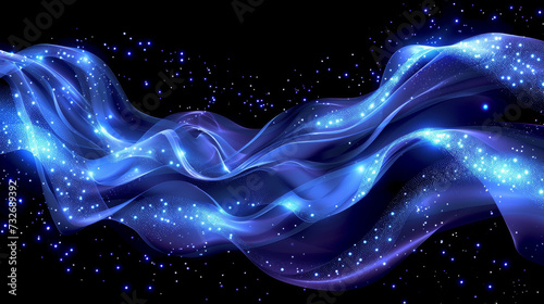 Dynamic Blue Wave of Smoke and Light Abstract Art Design