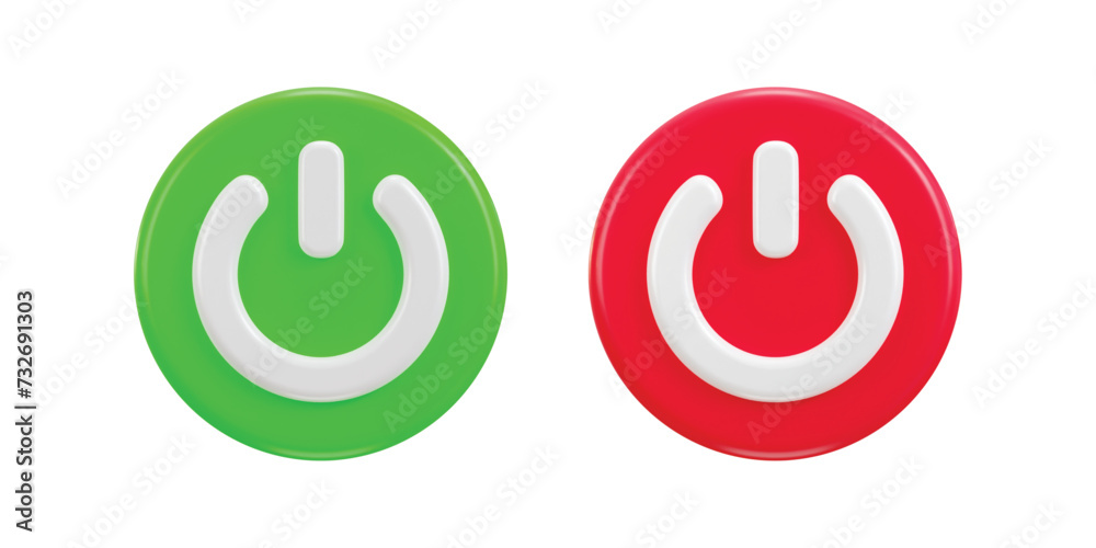 power on off button icon 3d rendering illustration set power on off button icon 3d rendering illustration set