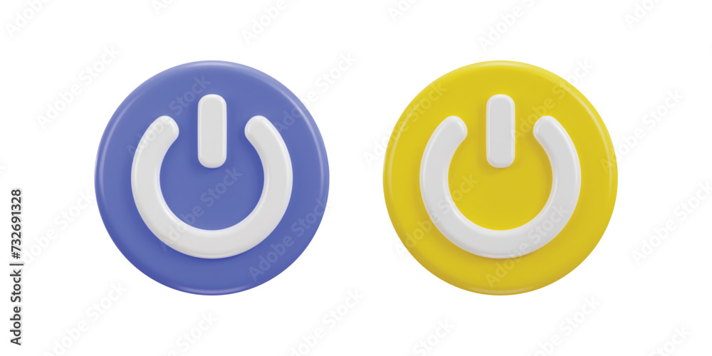 power on off button icon 3d rendering illustration set power on off button icon 3d rendering illustration set