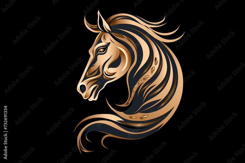A graceful horse face logo symbolizing freedom and grace