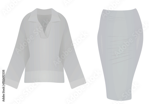 Long sleeve top and skirt. vector