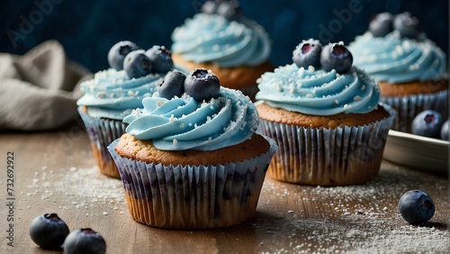 Blueberry Muffins: Tempting Sweet Delight in Every Bite.
Blueberry Cupcakes with blueberries photo