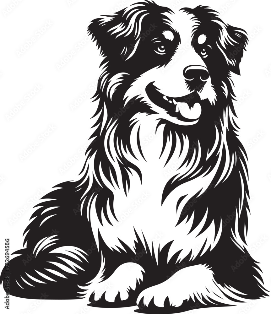 Australian Shepherd Dog Portrait Vector Australian Shepherd Dog Portrait Vector