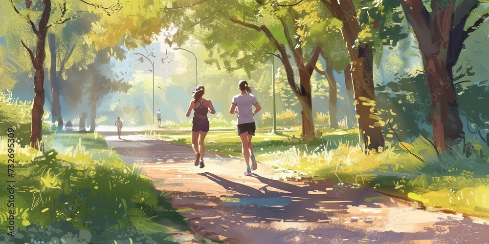Fototapeta premium Friends jogging in the park 