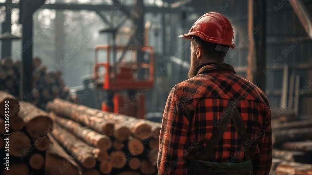 A sawmill worker poster featuring ample room for text or graphics

