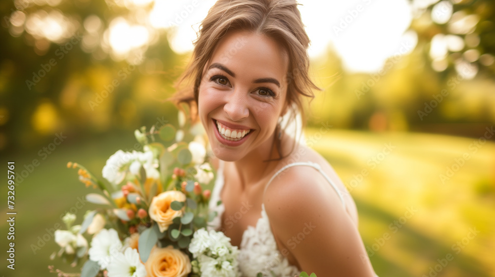 Joyful Moment Radiant Bride with Summer Bouque Joyful Moment Radiant Bride with Summer Bouque