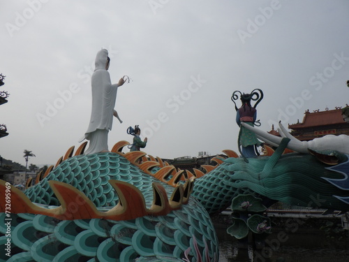 KAOHSIUNG, TAIWAN - January 1, 2024 :Scenery of “Zuoying Lotus Pond” in Kaohsiung, Taiwan photo