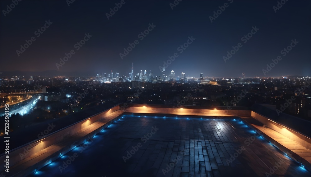 night view of the city skyline from a roof night view of the city skyline from a roof