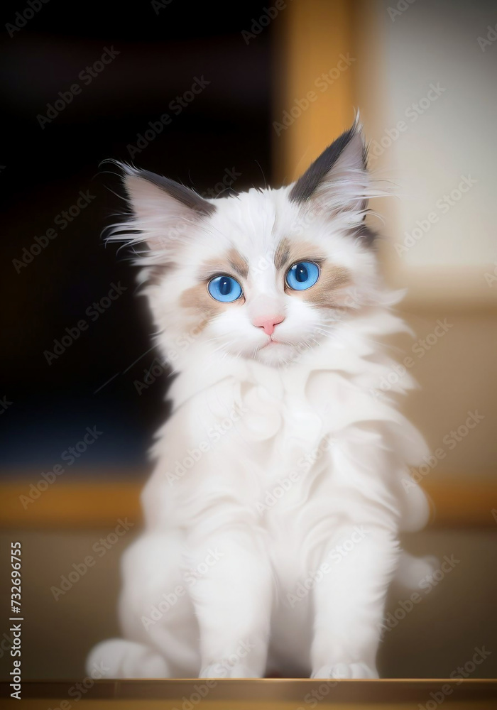 Beautiful young white purebred Ragdoll kitten