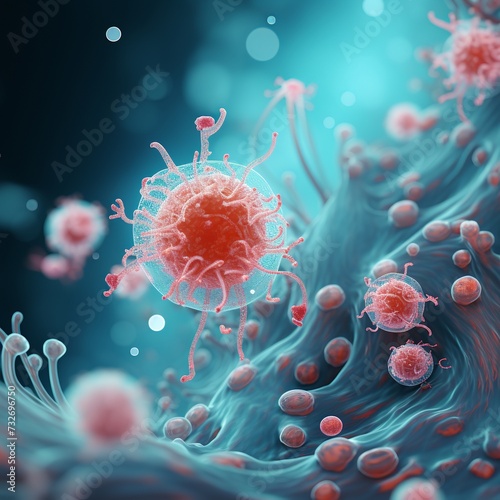 Acanthamoeba amoeba and zoomed neutrophils © akhmad