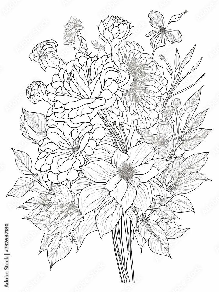 Fototapeta premium Flower coloring pages for adults