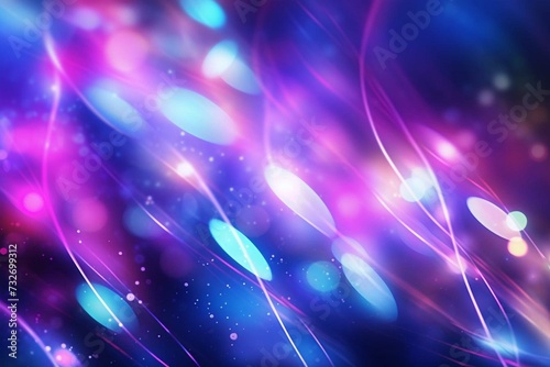 Vibrant UV bokeh lights with abstract pink and blue lines. Generative AI