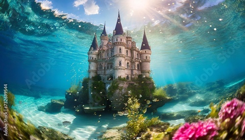 dreamy view underwater fantasy castle