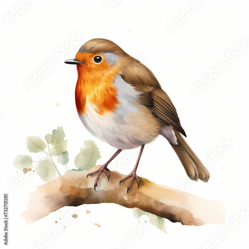 A charismatic and friendly robin face logo illustration, radiating warmth and approachability, perfectly isolated on a soft and inviting solid surface