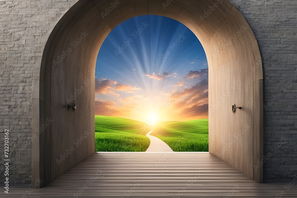 Door to Heaven: Arched Passage Open to the Sky, Light at the End of the Tunnel - Hope Metapho