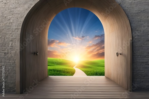 Door to Heaven: Arched Passage Open to the Sky, Light at the End of the Tunnel - Hope Metapho
