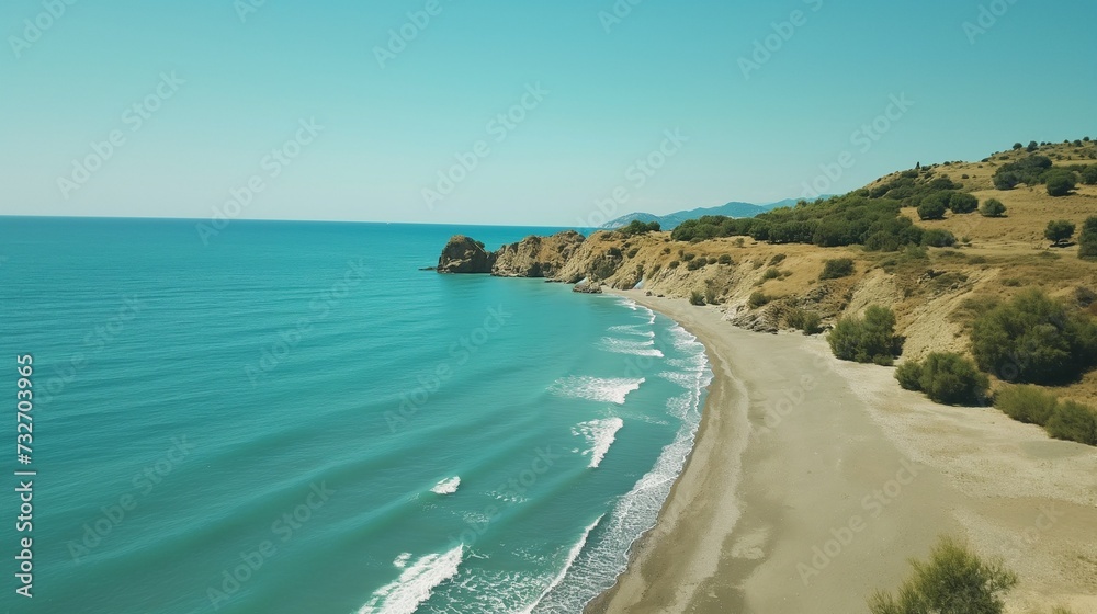 Travel and Tourism Conceptual Photo of Tropical Beach with white sand