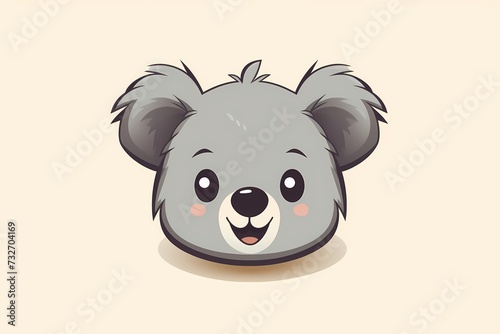 A charming and whimsical koala face logo illustration  radiating warmth and approachability  perfectly isolated on a soft and inviting solid surface