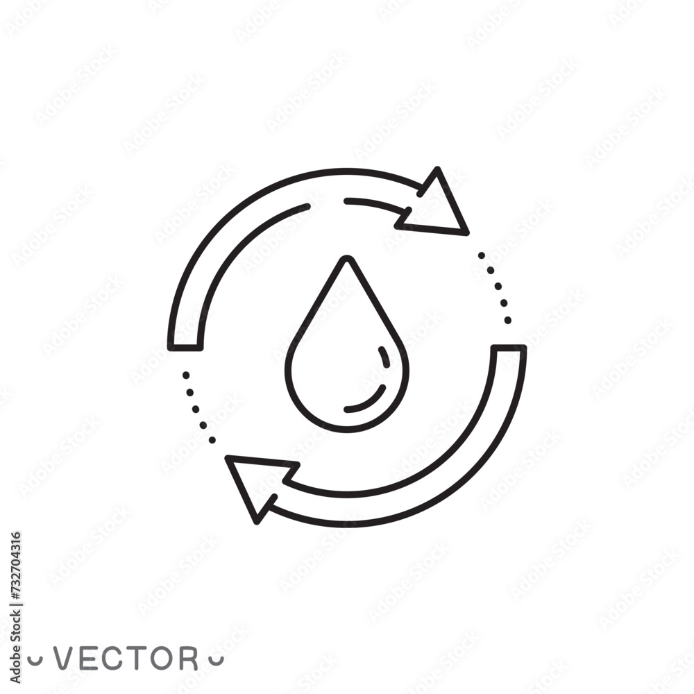 aqua cycle icon, drop, liquid, thin line symbol isolated on white background, editable stroke eps 10 vector illustration aqua cycle icon, drop, liquid, thin line symbol isolated on white background, editable stroke eps 10 vector illustration