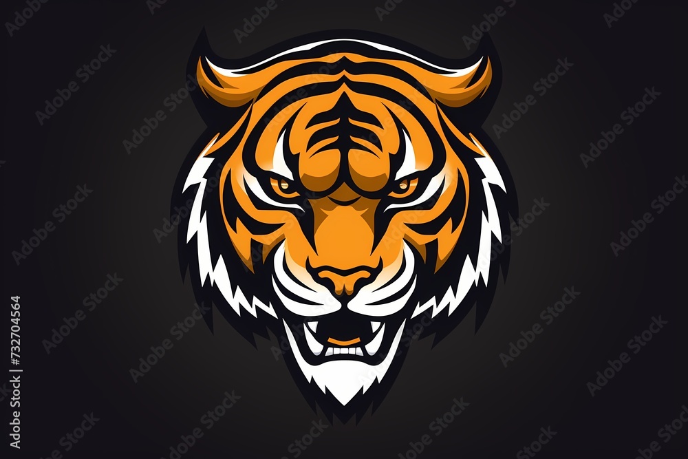 A sleek and modern tiger face logo illustration, conveying power and agility, isolated on a clean and contemporary solid backdrop for a distinctive brand mark