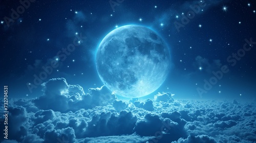 Night sky with full bright moon in the clouds  cinematic moon and clouds 