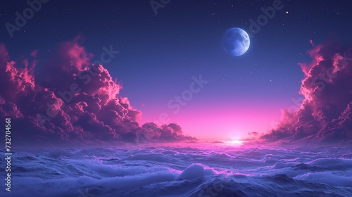 Night sky with full bright moon in the clouds  cinematic moon and clouds 