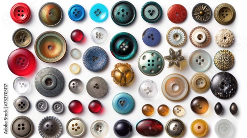 Diverse Collection of Assorted Buttons in Various Colors and Designs