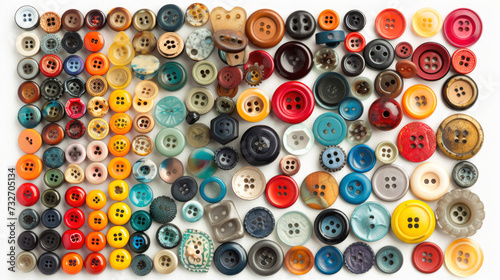 Diverse Collection of Assorted Buttons in Various Colors and Designs
