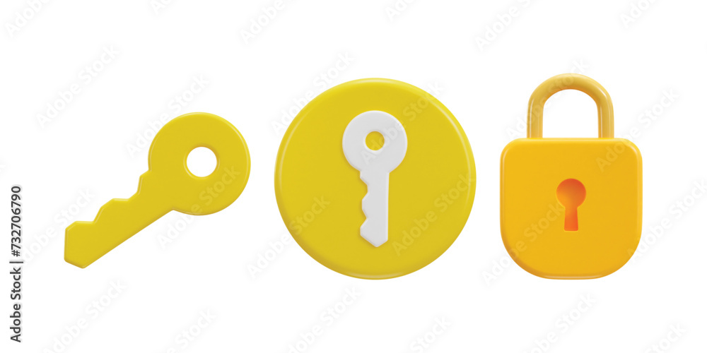 padlock with key icon 3d rendering vector illustration set padlock with key icon 3d rendering vector illustration set