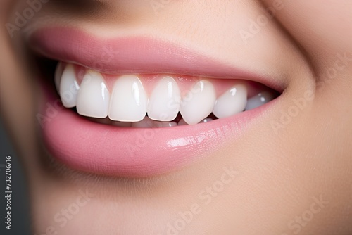 woman smiling wearing white dental floss
