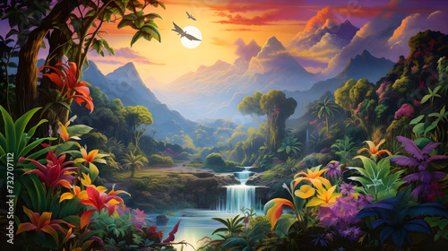 Illustration of colorful Amazing jungle