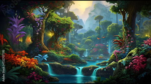 Illustration of colorful Amazing jungle