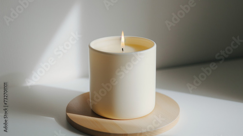 Aromatherapy candles on a beige background warm beauty elements Convenience like home Rest and good health interior decoration model.