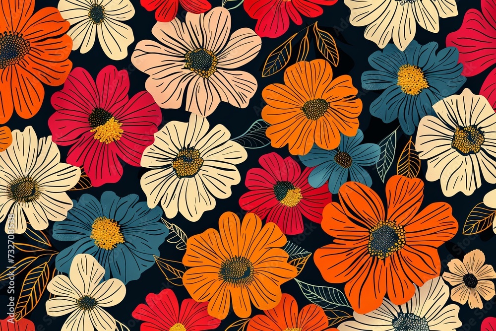 Pattern with bright flowers. Pattern with bright flowers.