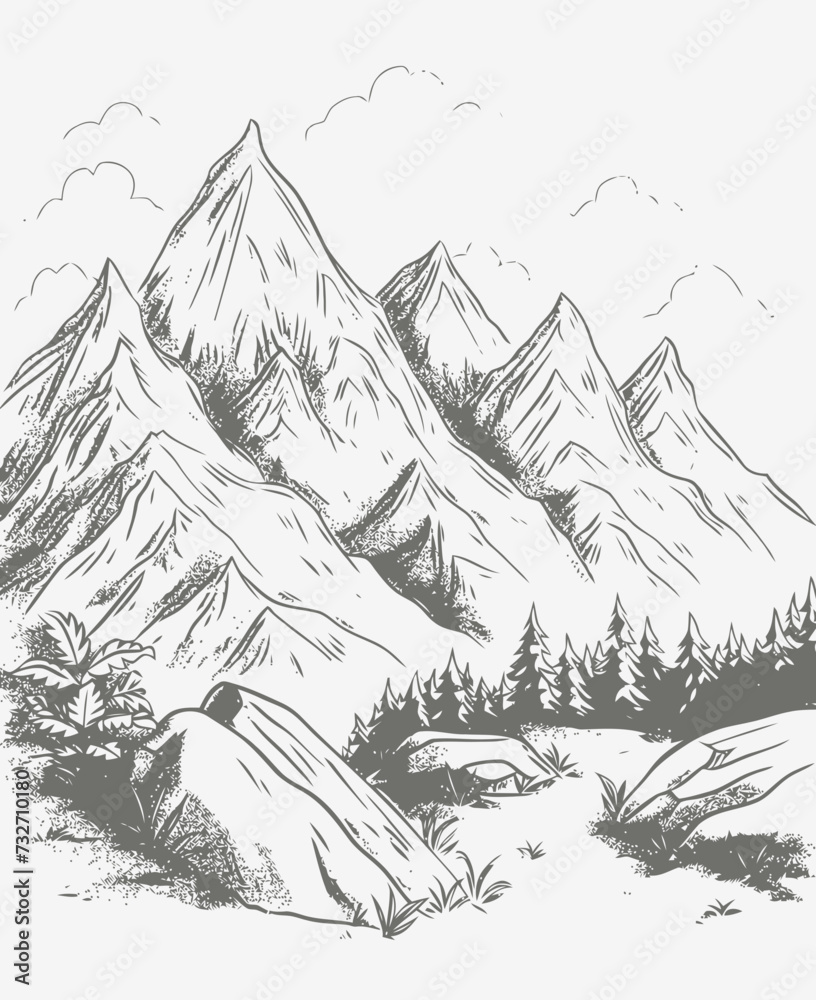 Fototapeta winter mountain landscape with trees