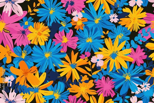 Pattern with bright flowers.