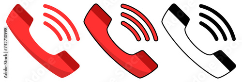 Isolated ringing phone vector icon with editable stroke. Concept reciever icon for contact, telephone, business, UI, mobile, app, web, call, communication and more.  photo