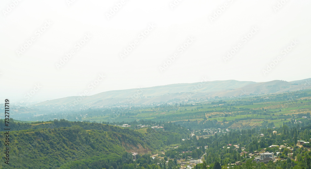 A village at the foot of a mountain