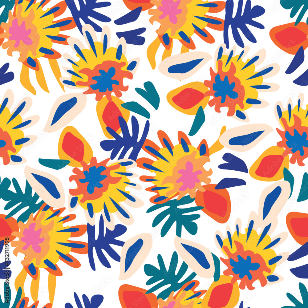 textile design with abstract flower pattern image